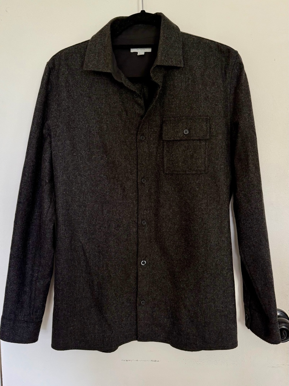 COS Men's Wool Dark Gray Button-Up Shirt Jacket